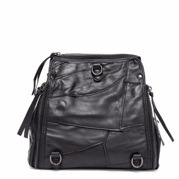Edgy Studded Lock Genuine Leather Backpack 3 3606