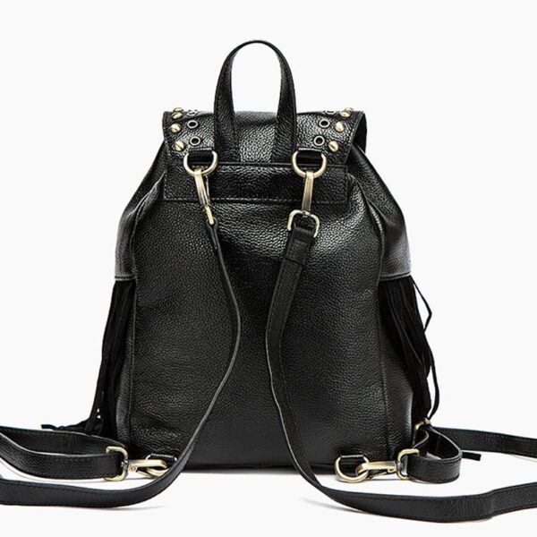 Boho Ruched Tassel Genuine Leather Backpack 2 3696