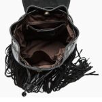 Boho Ruched Tassel Genuine Leather Backpack