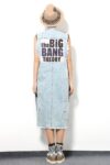 Street Style Distressed Printed Denim Long Vest