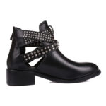 Edgy Riveted Buckle Suede Leather Booties