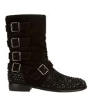 Stylish Rivet Studded Buckle Suede Boots