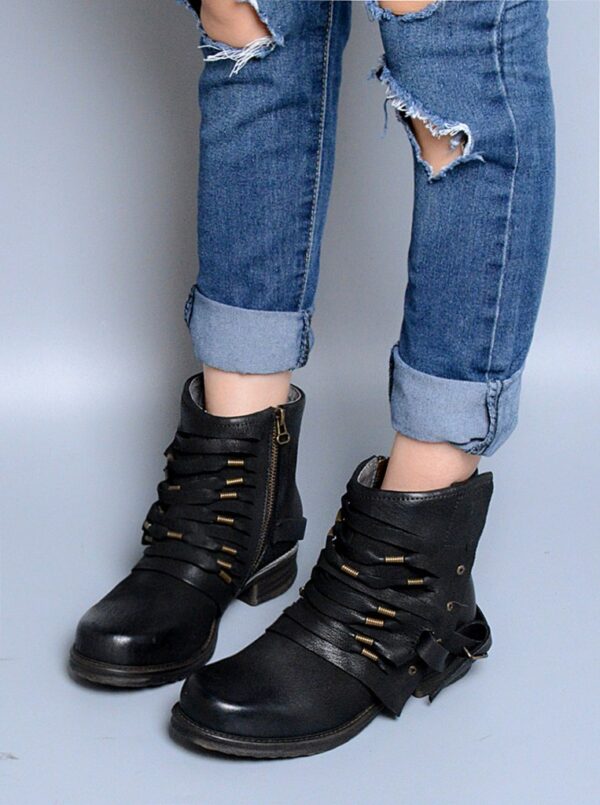 Edgy Distressed Punk Buckle Boots 2 3897