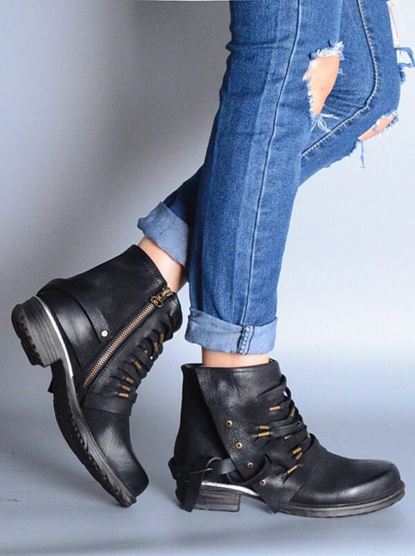 Edgy Distressed Punk Buckle Boots 4 3897