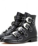 Masculine Genuine Leather Buckle Studded Ankle Boot