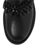 Radiant Diamond Embellished Leather Ankle Boots
