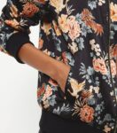 Romantic Floral Print Satin Bomber Jacket