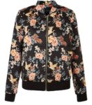 Romantic Floral Print Satin Bomber Jacket