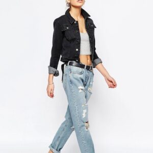 14223 black style denim jacket