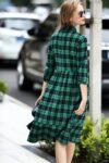 Plaid Belted Midi Dress