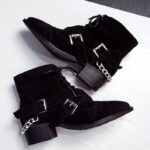 Trendy Chain Detail Suede Leather Ankle Boots