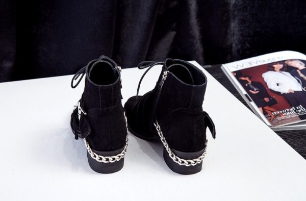 Trendy Chain Detail Suede Leather Ankle Boots 3 4311