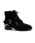 Trendy Chain Detail Suede Leather Ankle Boots