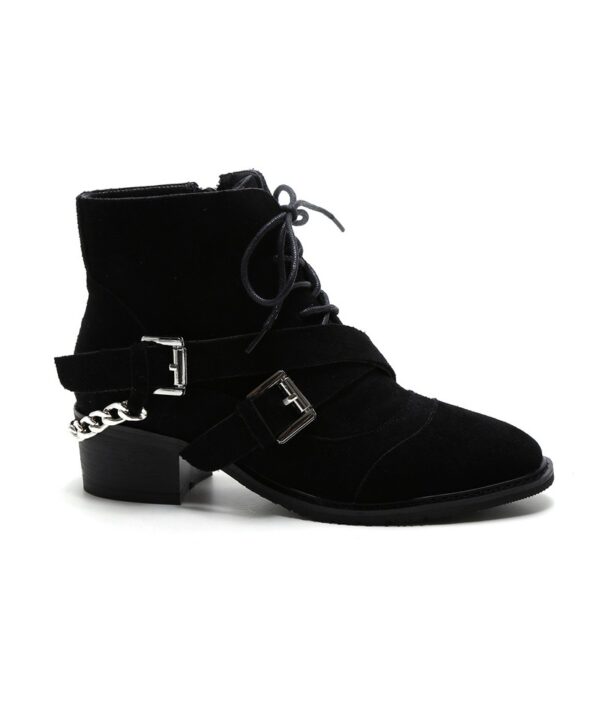 Trendy Chain Detail Suede Leather Ankle Boots 1 4311