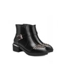Bold Studded Toe Genuine Leather Ankle Boots