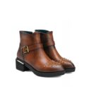 Bold Studded Toe Genuine Leather Ankle Boots
