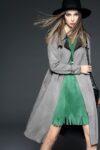 Oversized Trench Coat in Gray and Red