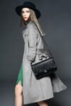 Oversized Trench Coat in Gray and Red