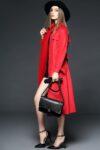 Oversized Trench Coat in Gray and Red