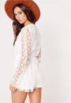 Romantic Deep V Neck Lace Mini Jumpsuit