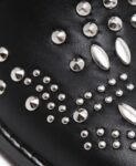 Chic Black Studded Lace Up Block Heel Booties