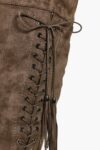 Elegant Knee High Suede Lace Up Heeled Boots