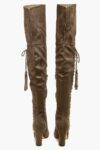 Elegant Knee High Suede Lace Up Heeled Boots