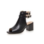 Chic Chunky Heel Metal Buckle Leather Sandals