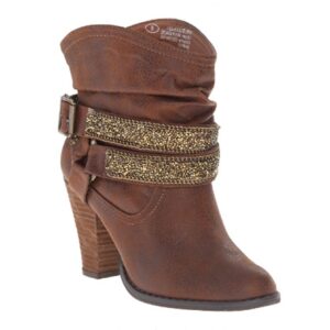15204 brown rhinestone bootie