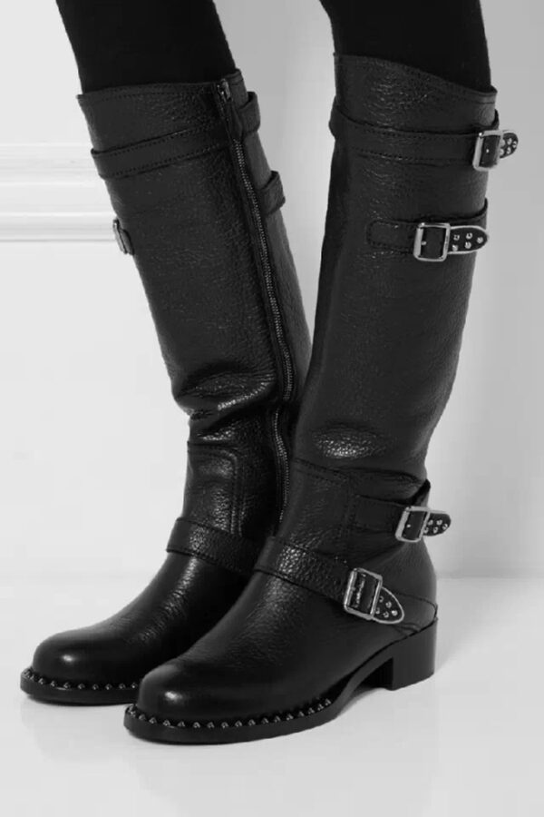 Bold Buckled Knee High Genuine Leather Boots 2 5279