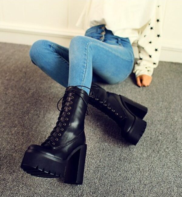 Luxurious Black Fur-Trimmed High Heel Booties 4 5486