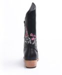 Elegant Floral Embroidered Genuine Leather Ankle Boots