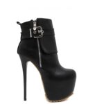 Sensational Zipper Ultra High Stiletto Leather Ankle Booties