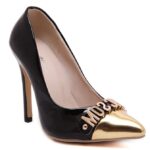 Pointed Toe Patent Stiletto Heels in Black