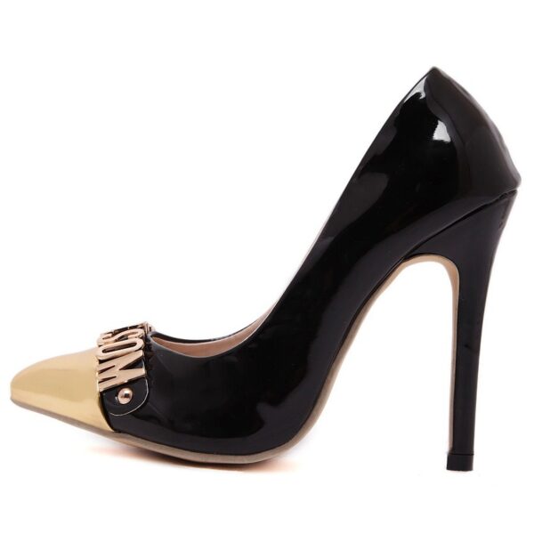 Pointed Toe Patent Stiletto Heels in Black 4 582