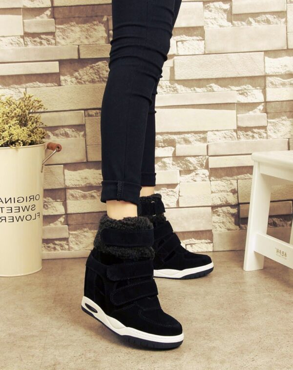 Comfortable Hidden Heel Furry Vegan Suede Sneakers 4 5872
