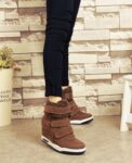 Comfortable Hidden Heel Furry Vegan Suede Sneakers