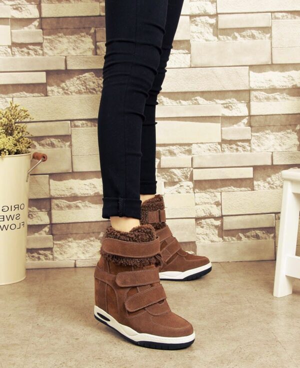 Comfortable Hidden Heel Furry Vegan Suede Sneakers 2 5872