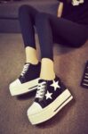 Comfortable Star Detail High Platform Hidden Heel Sneakers