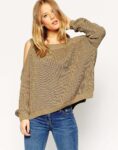 Strapless Batwing Wool Knit Sweater