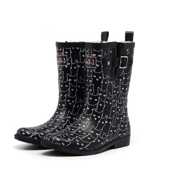 Playful Cat Cartoon Design Waterproof Rain Boots 2 6003