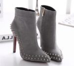Vegan Suede Platform Heel Studded Ankle Boots