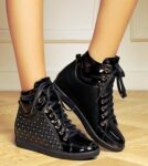 Shiny Patent Leather Hidden Heel Sneakers