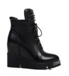 Elegant Studded Hidden Heel Genuine Leather Ankle Boots