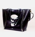 Edgy Skull Printed Genuine Leather Tote Bag
