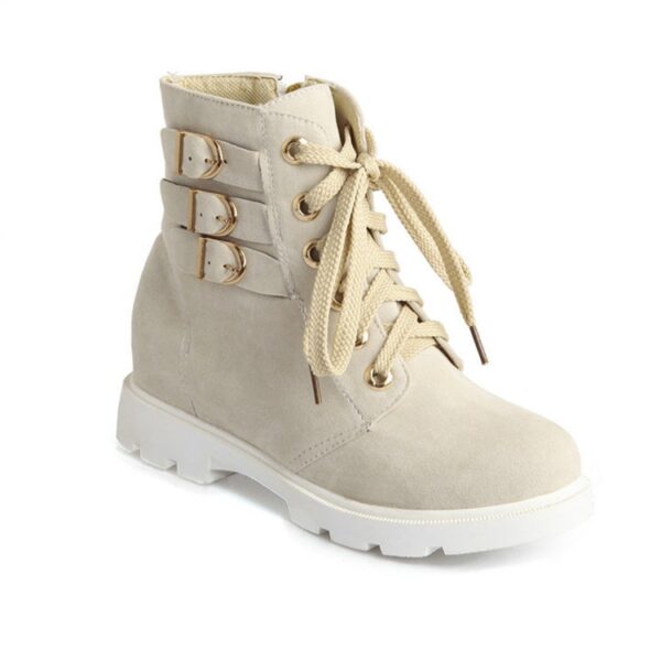 Elegant Buckled Hidden Heel Genuine Nubuck Ankle Boots 1 6501