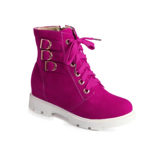 Elegant Buckled Hidden Heel Genuine Nubuck Ankle Boots 4 6501