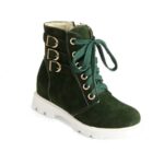 Elegant Buckled Hidden Heel Genuine Nubuck Ankle Boots