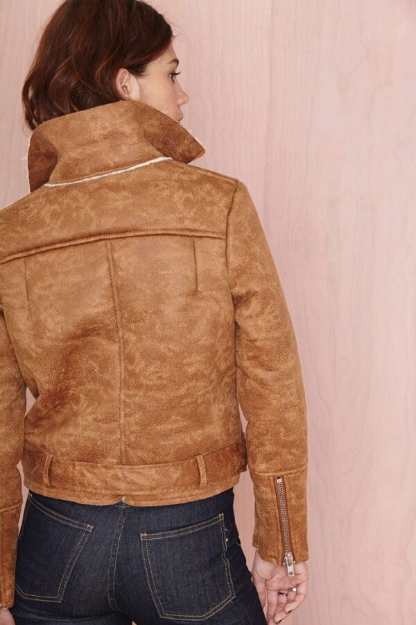 Elegant Short Genuine Suede Leather Biker Jacket 2 6597