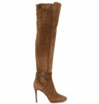 Elegant Buckled Genuine Suede Knee High Boots